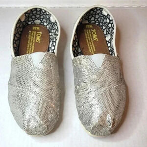 TOMS Clasdic Silver Glitter Shoes